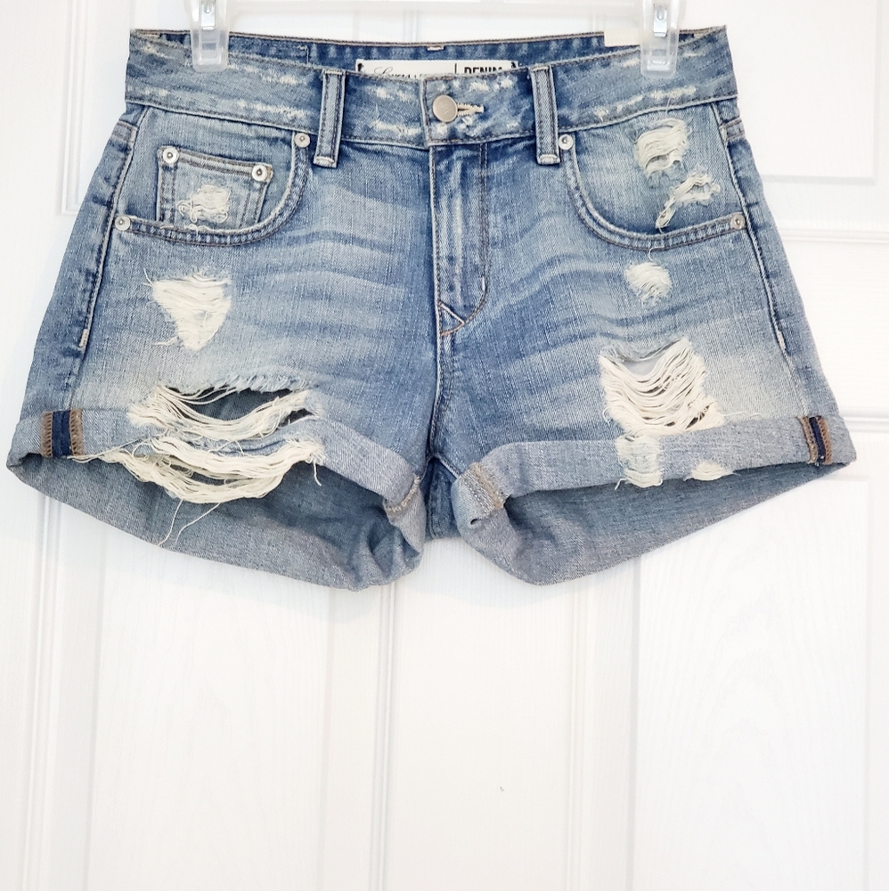 Lovers + Friends Distressed Denim Shorts.